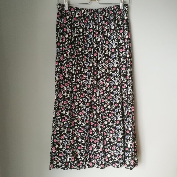 Vintage floral long full skirt 90s grunge half elastic waist made in Canada - Picture 2 of 7